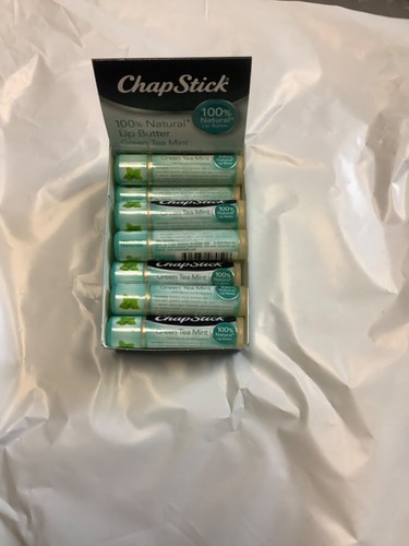 Box of 12 Sealed ChapStick Green Tea Mint Flavor 100% Natural Lip Butter - Picture 2 of 4