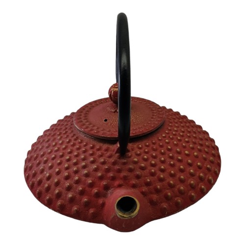 Tetera japonesa de hierro fundido roja Hobnail acabado cobre - Imagen 4 de 12
