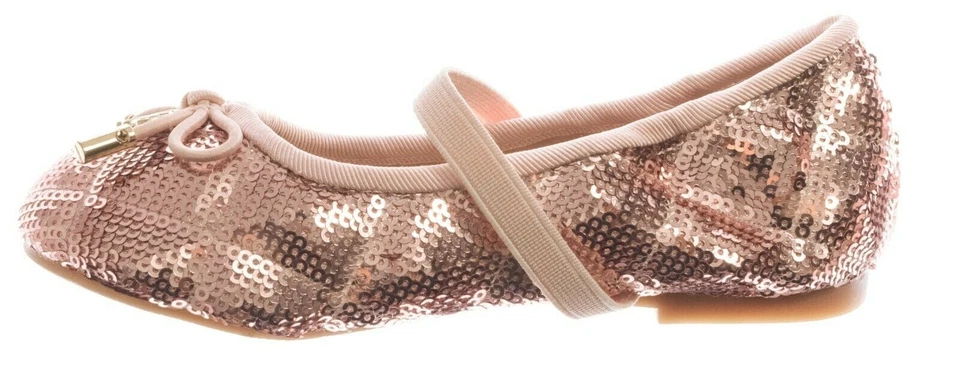 Sapato Sam Edelman Felicia lantejoulas-T ouro rosa balé liso meninas tamanho 10 - Imagem 3 de 4