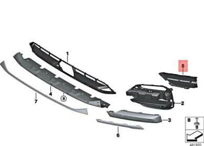 NEW OEM BMW X3 G01 FRONT LEFT BUMPER AIR INLET GRILLE 51117459519  