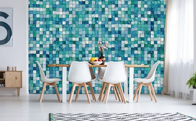 3D Green Tiles Pattern ZHUA931 Wallpaper Wall Murals Removable Self-adhesive Ann