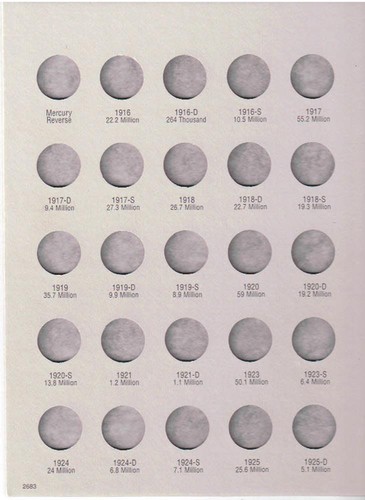 H E HARRIS 2683 Folder Monete DIME MERCURIO 10 Centesimi 1916 - 1945 Album/Libro - Foto 2 di 5