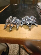 Antique MUSI Shoe Clips.Silver tone.Clear Austria Crystal.Made in USA in...