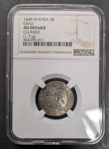 1649 Austria 3 Kreuzer Ferdinand III NGC AU Details