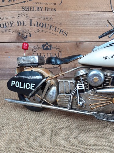 Retro Style Tin Metal Decorative American Police Motorcycle motorbike Model - Picture 10 of 17