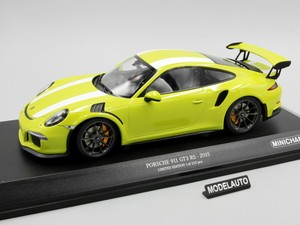 Minichamps-1-18-PORSCHE-911-GT3-RS-991-2015-LICHTGRUEN-W-WHITE-STRIPE