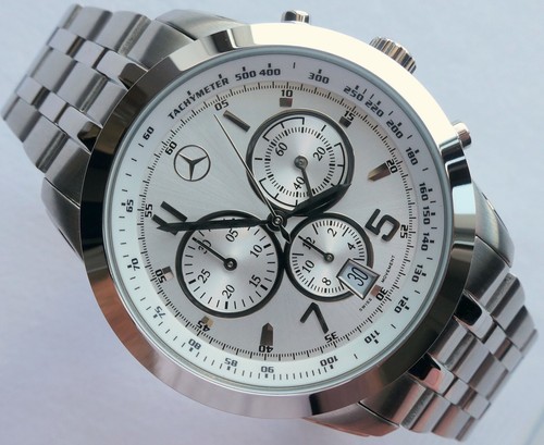 Mercedes Benz Classic Sport Car Accessory Swiss Design Luxury Chronograph Watch - Picture 3 of 24