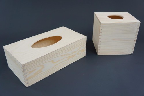 1 x Plain Wooden Rectangle Tissue Box Decoupage Holder Facial Napkin Dispenser - Picture 6 of 6
