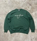 Vintage 90s Mens Large Here Fishy Fishing Stitched Crewneck Sweatshirt Green