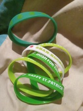St Patrick Day silicone bracelet Assortment 6 pieces  Celtic Shamrock Green