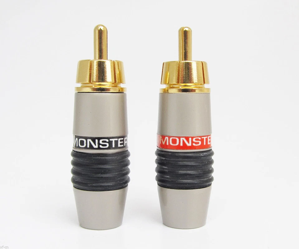 1Pair Monster Gold Plated Copper RCA Plug Audio Cable Soldering Male Connector - Image 4 of 4