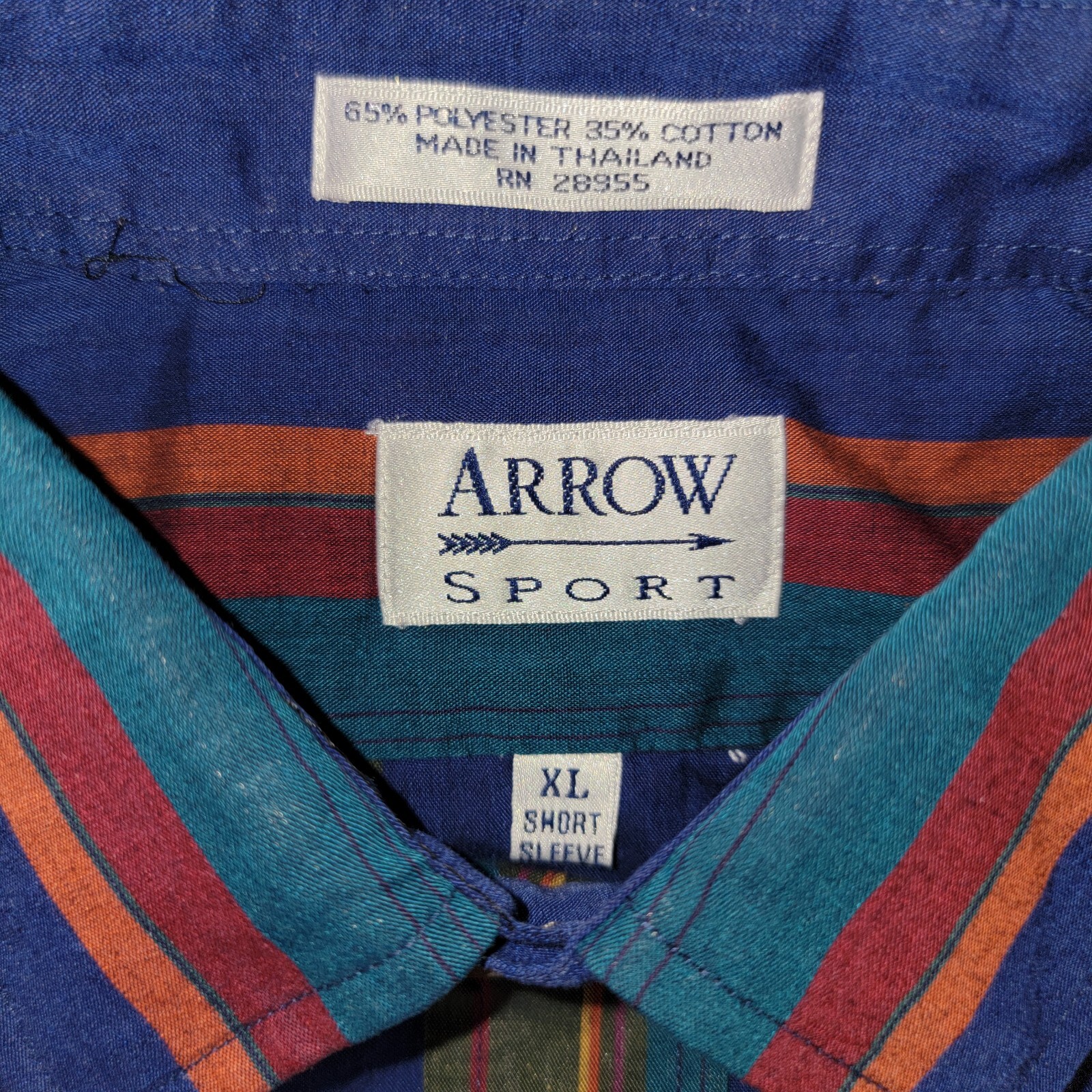 Arrow Multicolored Striped Button Down Shirt Sz. … - image 4
