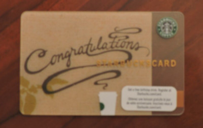 STARBUCKS CANADA 2009 GRATULATIONS OLD LOGO GIFT CARD 6059.  SAMMLERSTÜCK