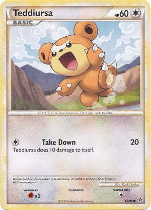 Pokemon Card HS Unleashed Single Card Common Teddiursa 65/95