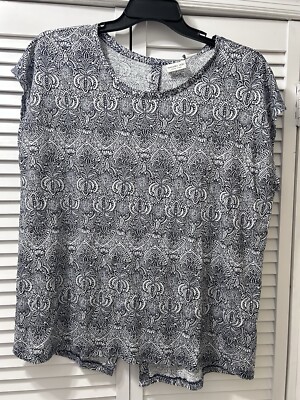 xxl ladies tops size. Dark Navy. Button Up Back Blouse. New With Tags 100% Linen