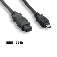 KNTK 10ft IEEE1394b 9 to 4 Pin Cable Firewire 400Mbps iLINK DV PC Cord Black