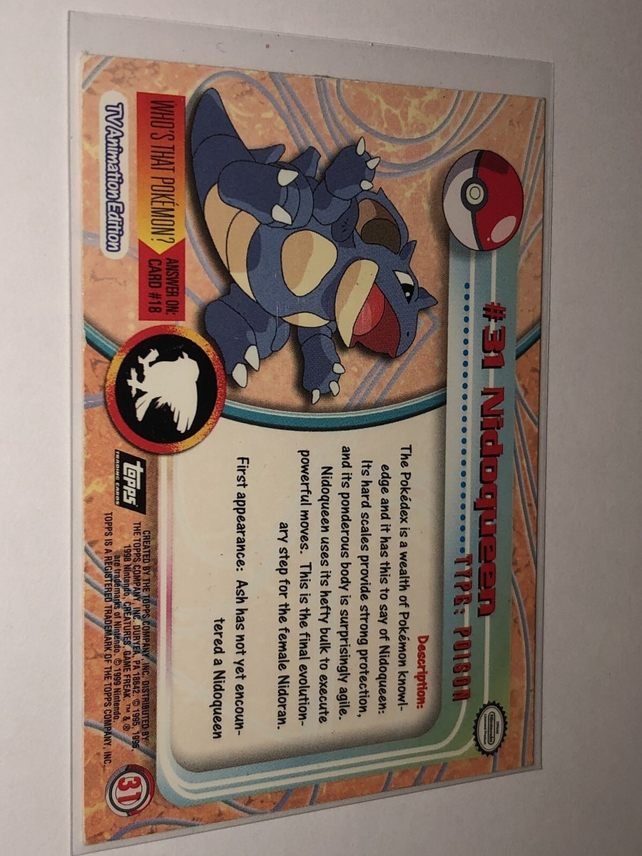 1999 Topps Pokémon TV Animation Edition Nidoqueen #31