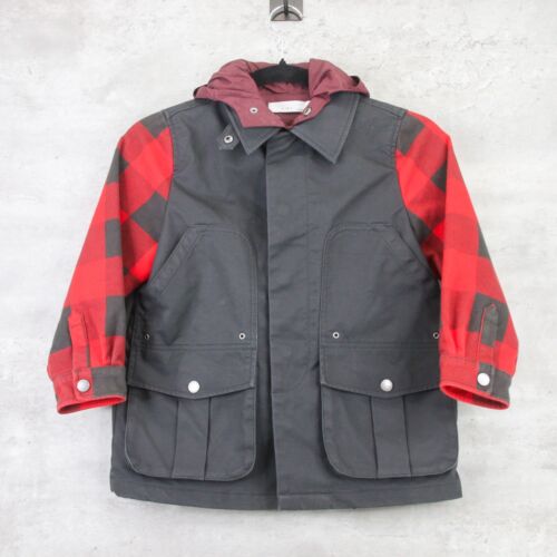 Stella Mccartney Kids Jacket Size 6 Years Hooded Plaid Full Zip Red