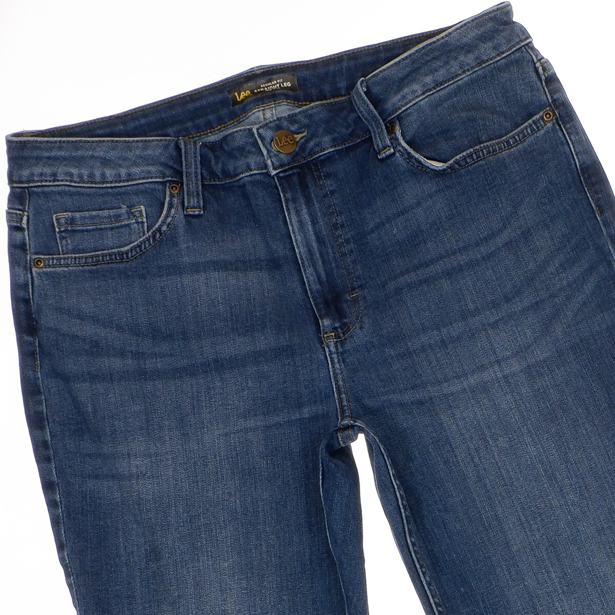 Lee Straight Leg Regular Fit Jeans 14 (34x28) Blue Denim Stretch Womens Casual thumbnail 6