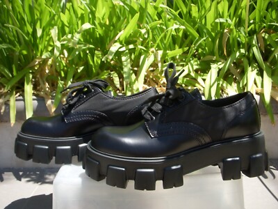 Prada Monolith Brushed Rois Leather/ReNylon Derbys Men's Insole  7/8