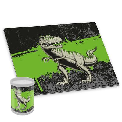 itenga Schreibunterlage Deluxe rutschfest waschbar Stifteköcher TREX Dinosaurier