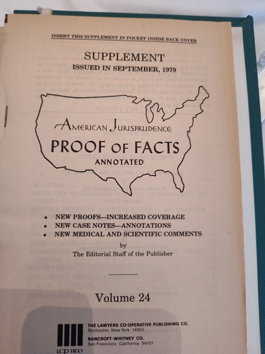American Jurisprudence Proof of Facts Annotated Vol 24 P.O.F. HardCover 1970 - Picture 11 of 16