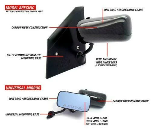 APR FORMULA GT3 MIRRORS FITS MITSUBISHI LANCER EVO X 08-UP CB-410032B
