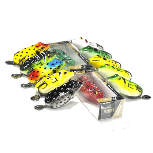 10Pcs Topwater Frog Fishing Lures Bass Soft Swimbait Sequin 5.5cm With Box - Picture 3 of 6