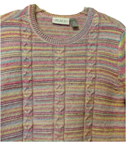 Children's Place Girls' Multi Pastel Striped Knit Sweater Dress Sz 14 Fairy Kei - Picture 2 of 10