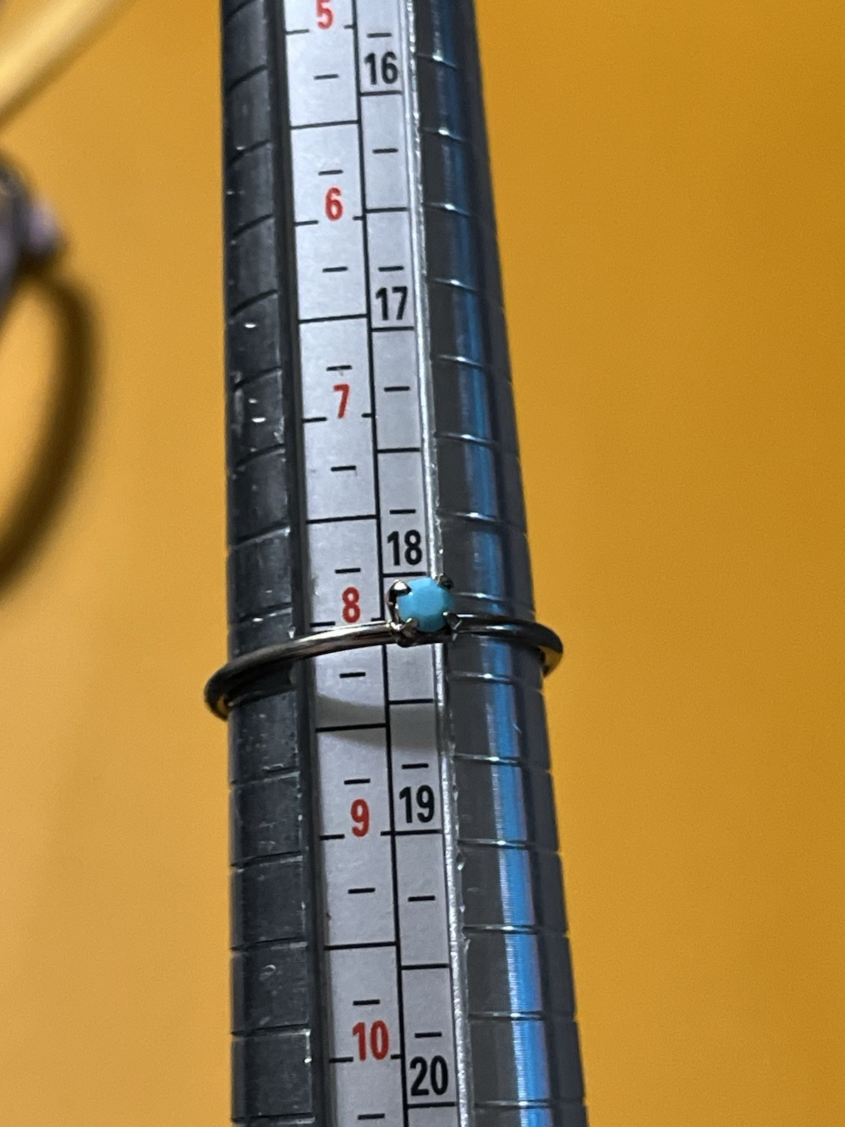 Blue Solitaire Ring stackable Size 8 Silver Tone - image 5