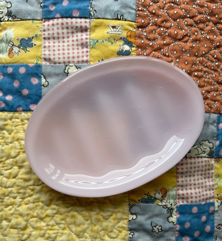 Artisan (One of a Kind) Pale Pink Opaque Glass Soap Dish