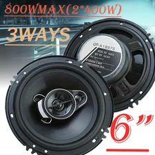 2x 800 Watts(2X400W) 6" 3-Way Car Audio Stereo Coaxial Competition Speakers