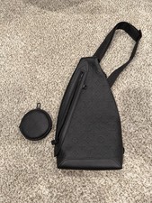 Louis Vuitton Black Monogram Crossbody Sling Bag Men Adjustable Strap Coin Pouch