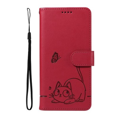 Cat Butterfly Wallet Phone Case For Xiaomi Redmi A5 Note 15 14 13 Pro POCO X7 X8