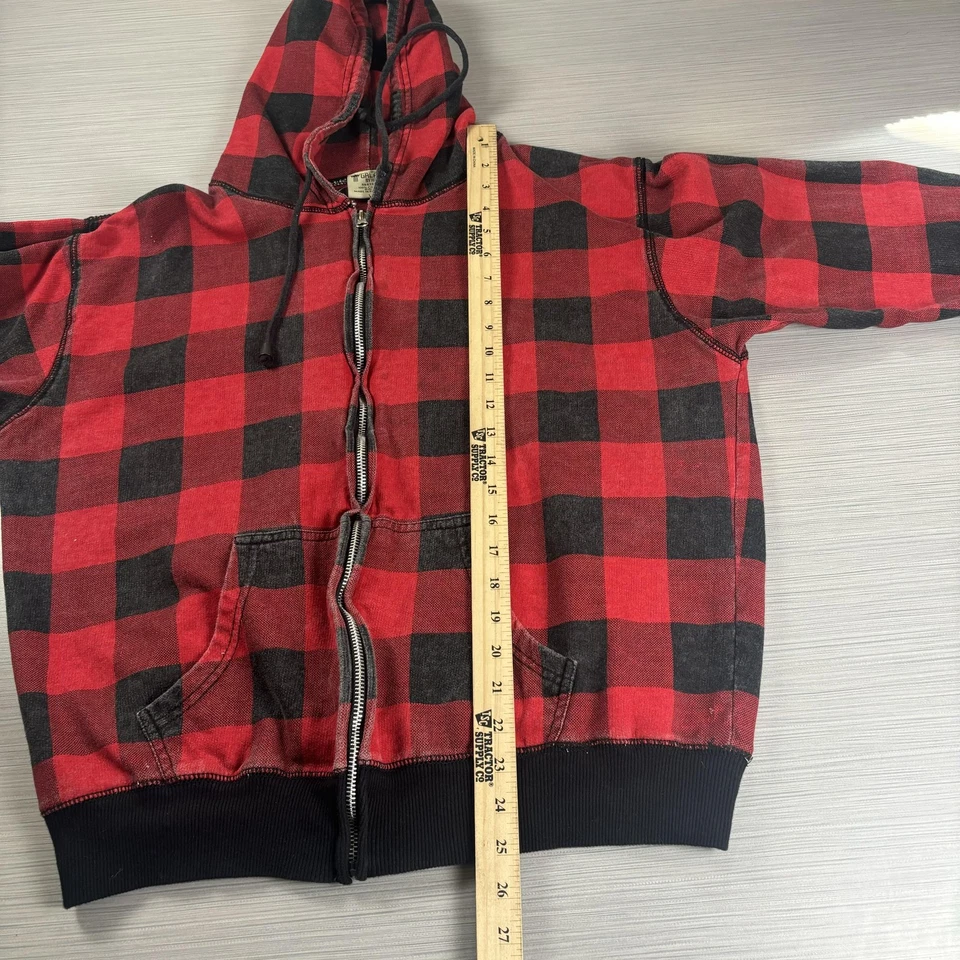 Sudadera con Capucha Galaxy by Harvic Para Hombre Grande Roja Negra Búfalo Cuadros Cremallera Completa Foto 4 de 4