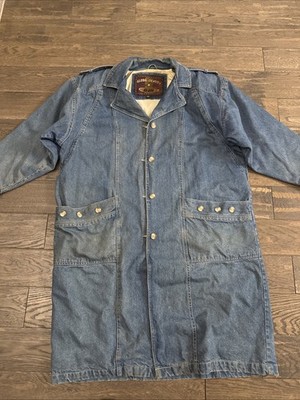 Vtg Global Identity G-IIL Long Denim Jean Western Duster Trench Coat 3X-4X Ptp28
