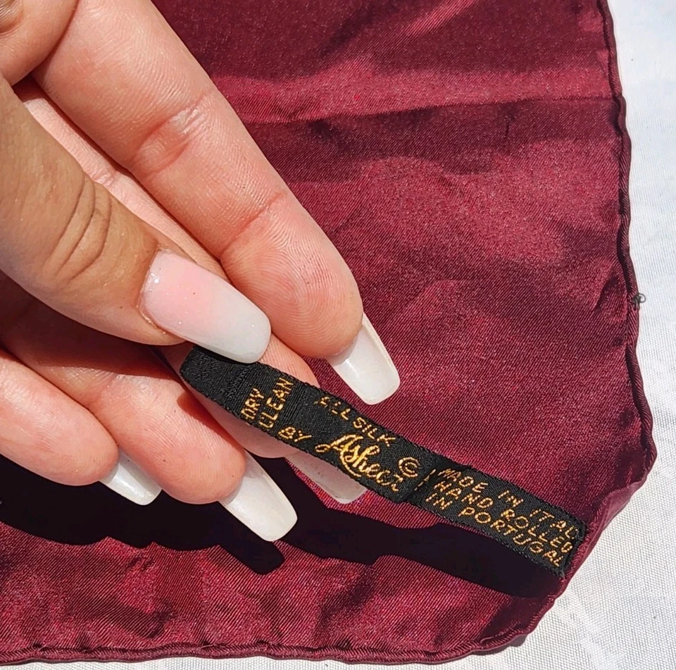 复古 Ashear 100% 真丝口袋方形意大利制造葡萄酒颜色 — 第 2/2 张图片