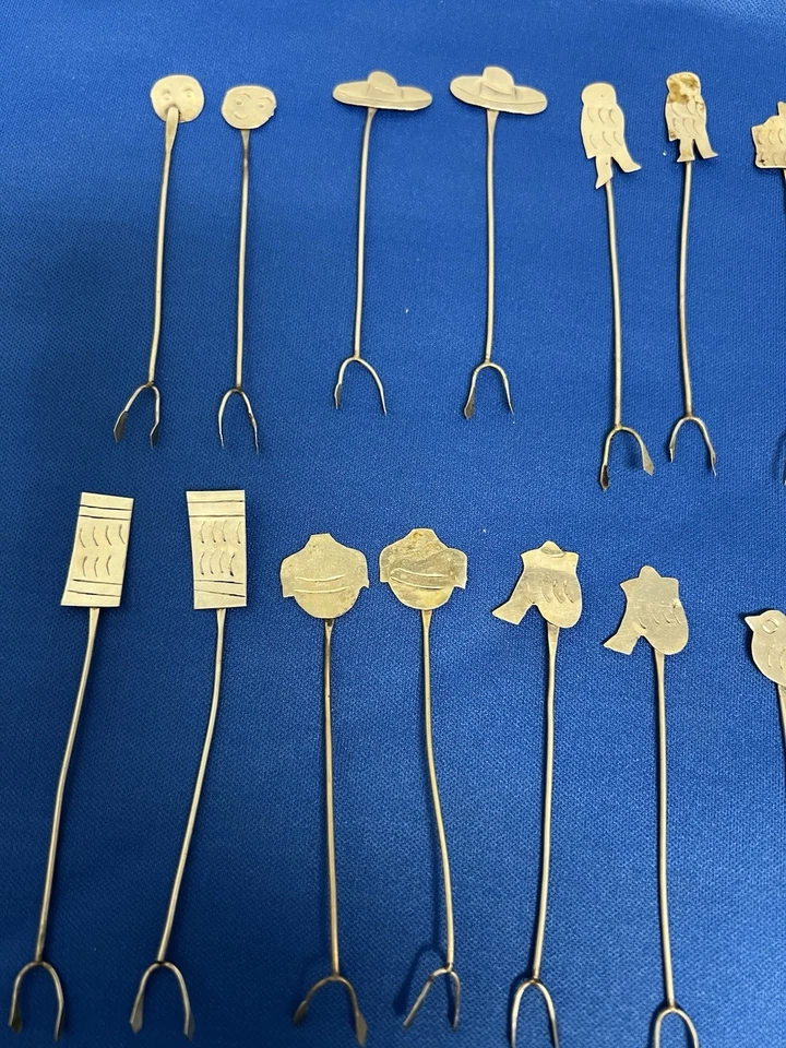 Conjunto de 22 garfos vintage de prata esterlina Taxco para coquetel/azeitona modernista mexicano - Imagem 2 de 4