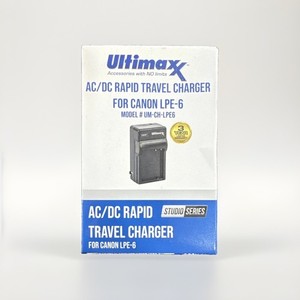 UltimaX AC/DC Rapid Travel Charger for Canon LP-E6 UM-CH-LPE6 Black