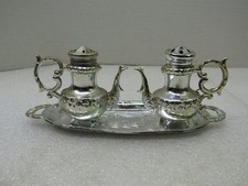 1960s 3 Pc Silver Tea Kettle Salt And Pepper ...