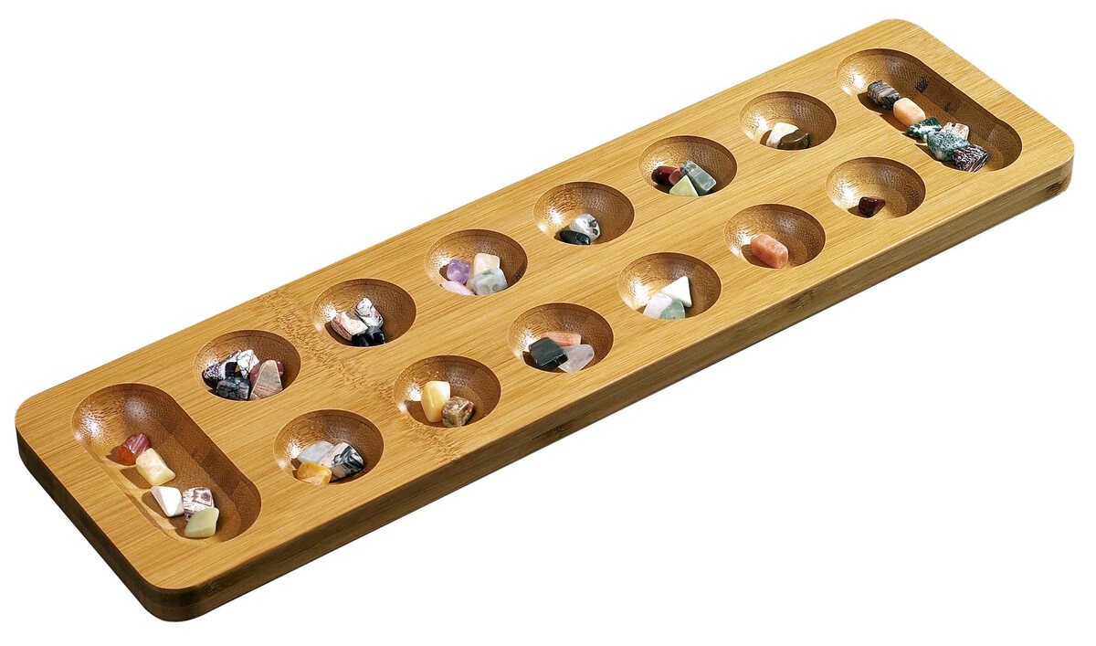 Large 47cm Bamboo Kalaha / Mancala Game by Philos (UK)