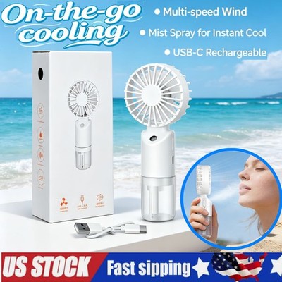 Portable Mist Spray Fan Mini Handheld Desk Cooler USB Rechargeable Fan US