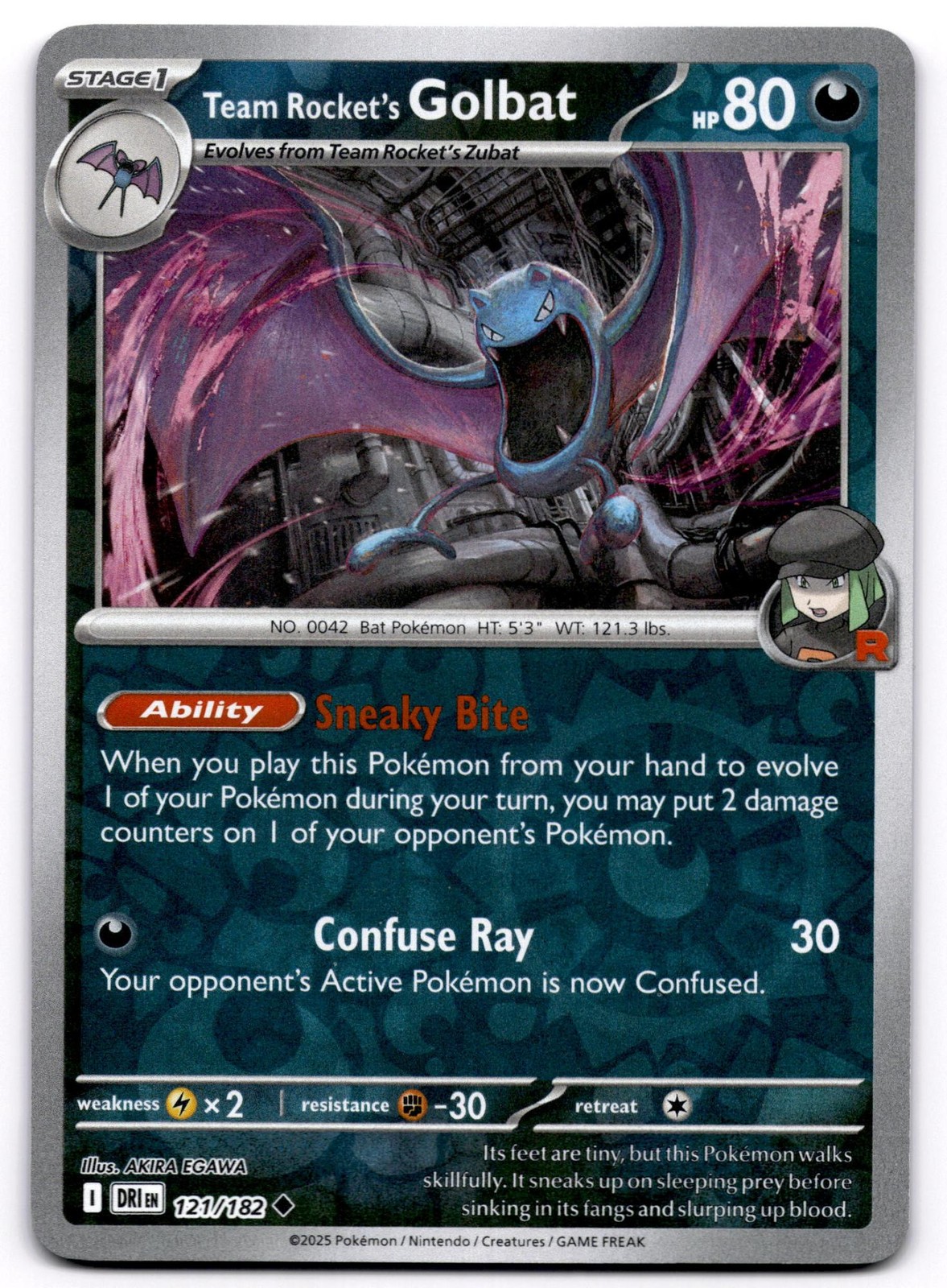 Team Rocket's Golbat 121/182 Destined Rivals Uncommon Reverse Holo Near Mint