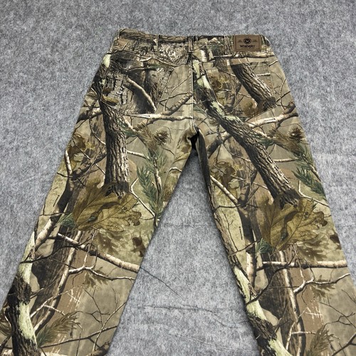 Wrangler Jeans Mens 34x30 Green Camo Straight Double Knee Realtree Fits 34x27 - Picture 7 of 15