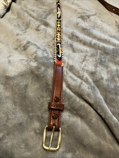 Native American Hand Beaded Thunderbird Belt Size 32, CowhideLeather, 5/8  Wide