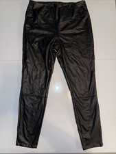 A NEW DAY Women  s Black Faux Leather Leggings Elastic Waist Pull On Pants Large