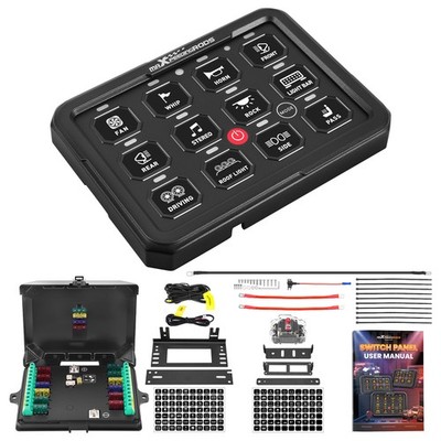 Universal RGB Schalterleiste 12 Gang Touch 12V-24V For UTV ATV Marine 80A Max
