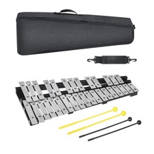 30 Note Glockenspiel Xylophone Bell Kit with Mallets, Drum Sticks and Bag