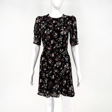 Reformation Bard Mini Dress Jolene Black Floral Women’s Size 4 Puff Sleeve