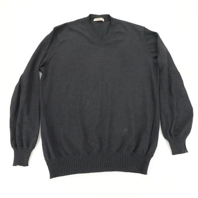 Fioroni Cashmere Duvet Sweater Mens Black Large V Neck Made Italy Luxury Knit